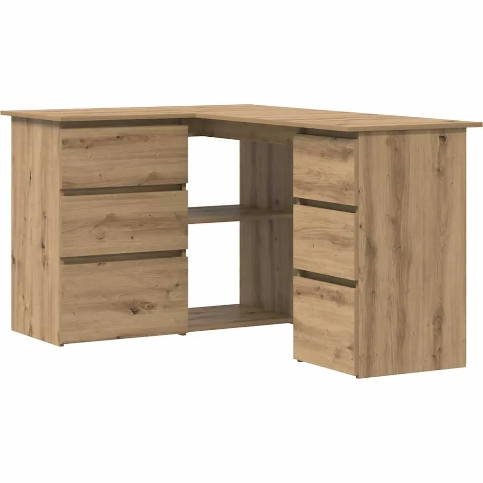 vidaXL Hoekbureau 145x100x76 cm bewerkt hout artisanaal eikenkleur, foto 3