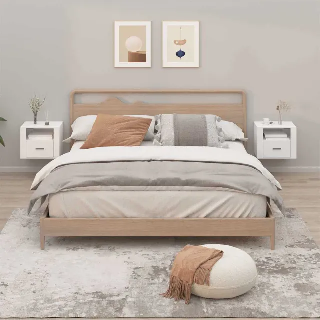 vidaXL Nachtkastjes 2 st wandgemonteerd 50x36x40 cm hoogglans wit, foto 2