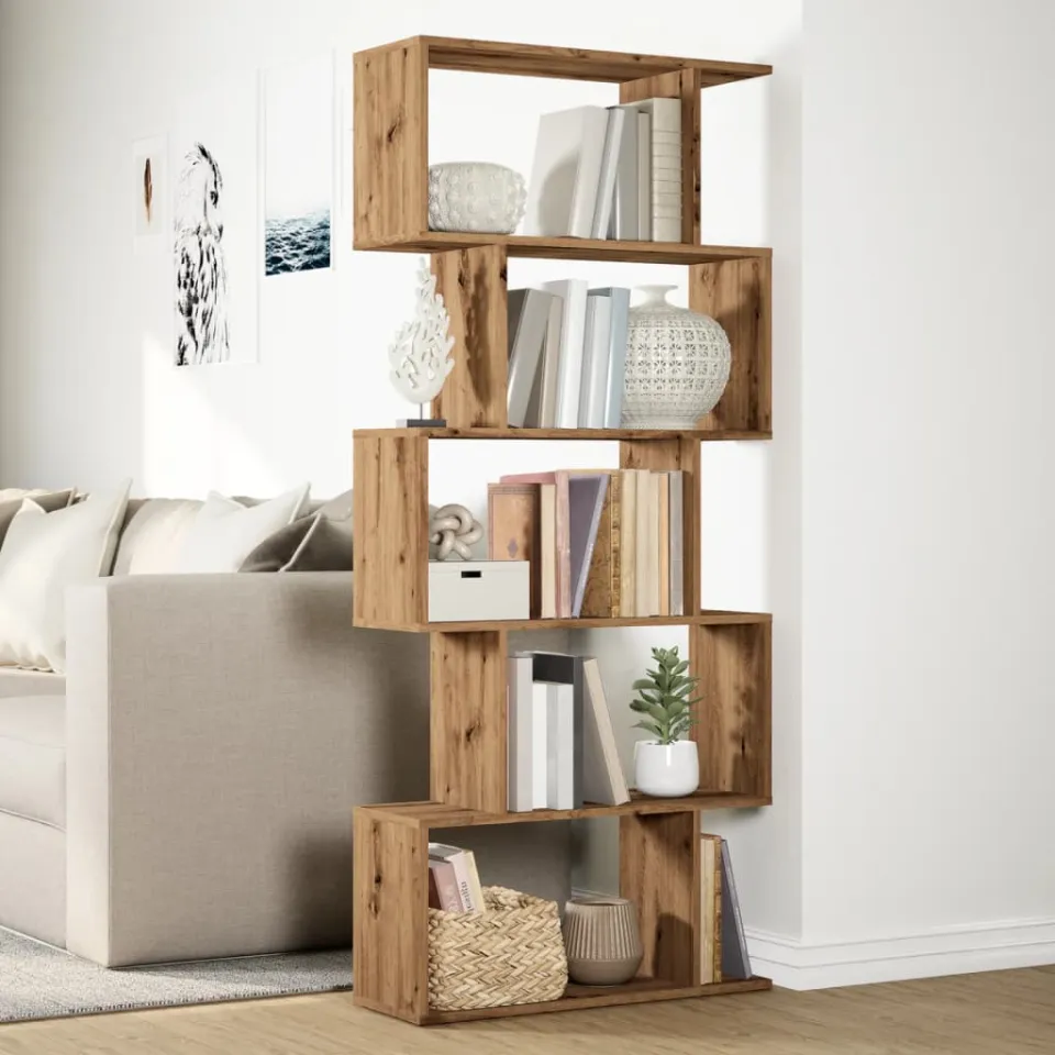 vidaXL Kamerscherm / boekenkast 5-laags 70x24x161 cm hout artisanaal bruin, foto 3