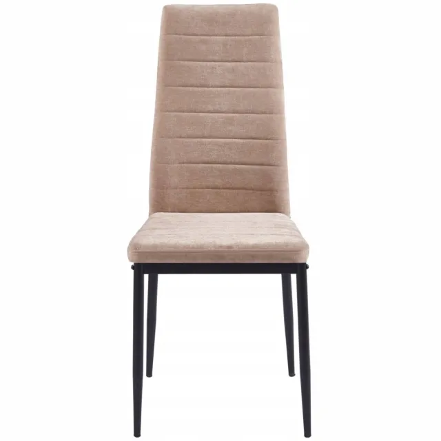 Furnitex K49-FX - Eetkamerstoel - Cappuccinokleurige fluwelen bekleding - Zwarte metalen poten Cappuccino;Zwart