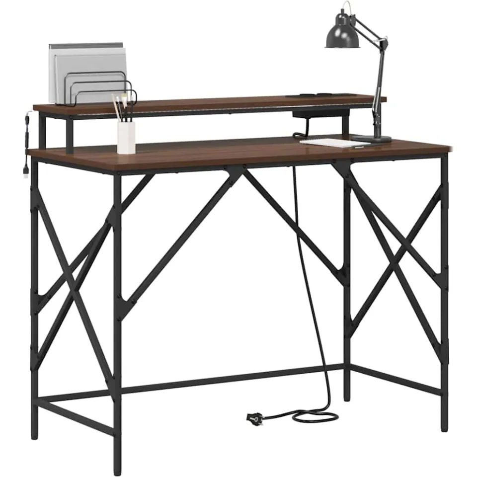 vidaXL Bureau Bruin Eiken 100 x 50 x 86,5 cm Bewerkt hout