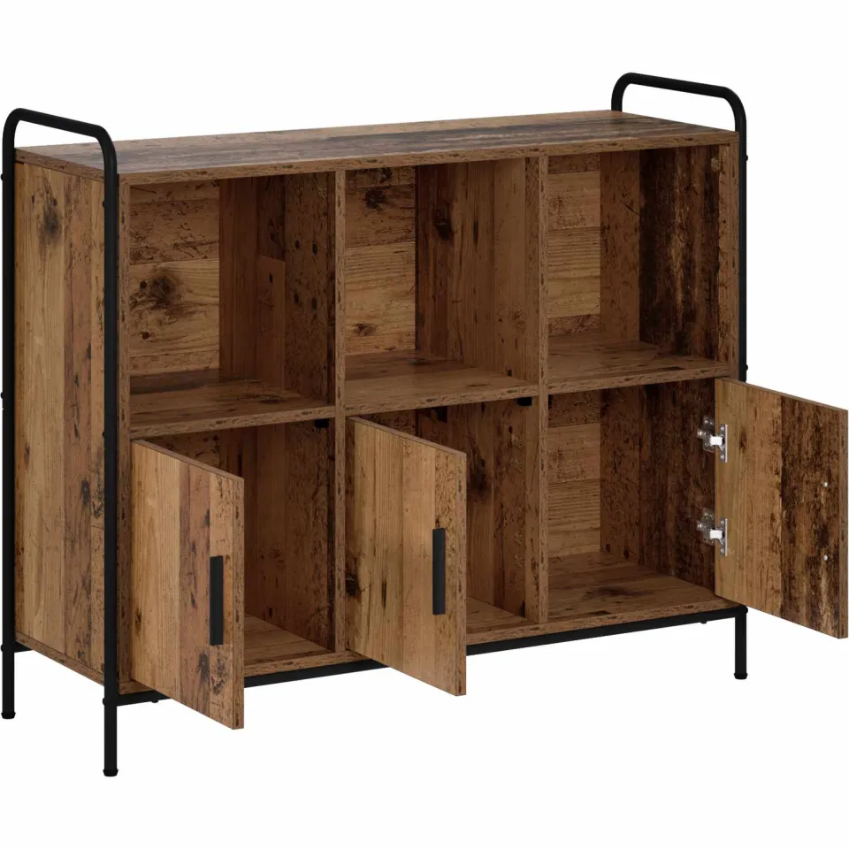 vidaXL Dressoir Oud hout 97 x 33 x 81 cm Bewerkt hout bruin, foto 2