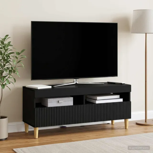 vidaXL LED tv-meubel ARNHEM 100 x 35 x 43 cm Zwart Bewerkt hout, foto 2