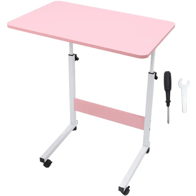 Creatorally Mobiel Laptoptafelblad - Verstelbare Bedtafel met Wielen - 80x40 cm - Roze