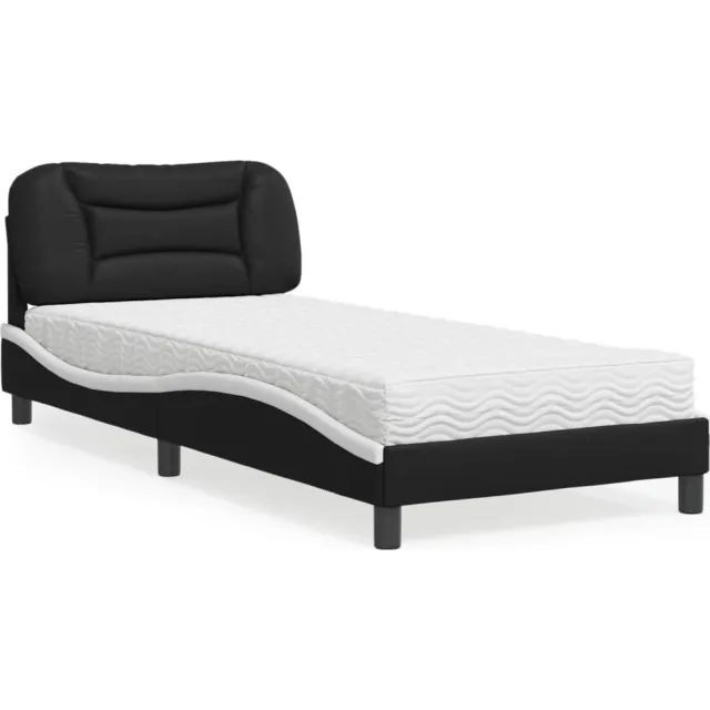 vidaXL Bed met matras "Hvar" kunstleer zwart en wit 80x200 cm