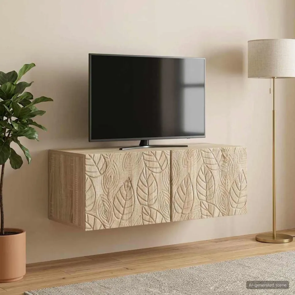 vidaXL Wandbeugel TV-kast 98 x 31 cm Sonoma Eiken Bewerkt hout, foto 3