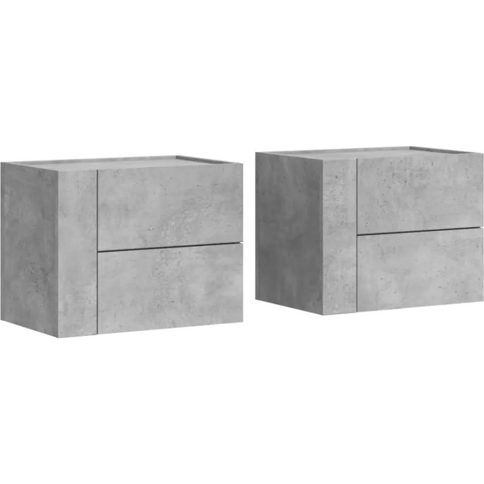 vidaXL Nachtkastjes 2 st wandgemonteerd 45x30x35 cm betongrijs