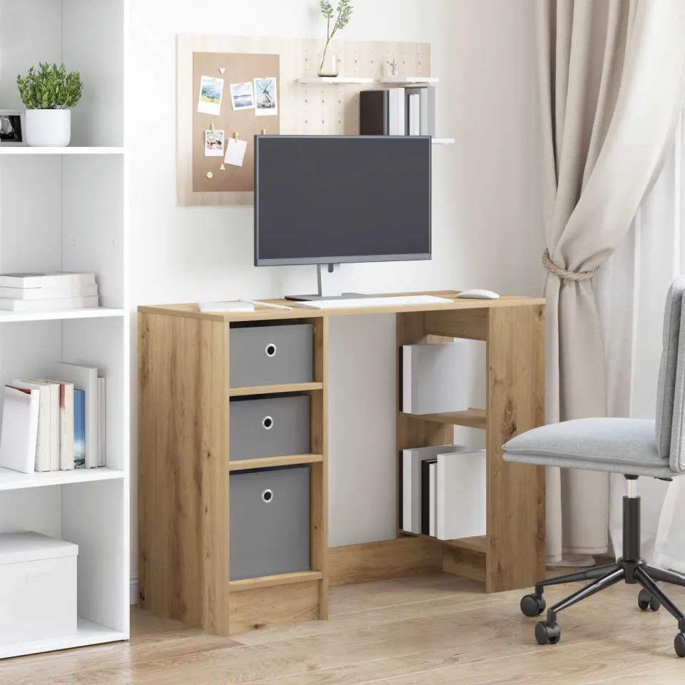 vidaXL Bureau Artisan Eiken 100 x 40 x 75 cm Bewerkt hout, foto 3