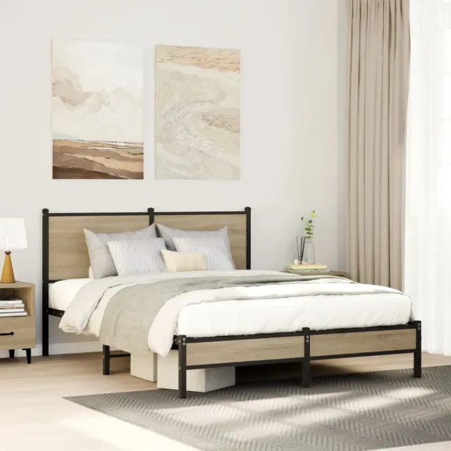 vidaXL Bedframe zonder matras metaal sonoma eikenkleurig 140x200 cm