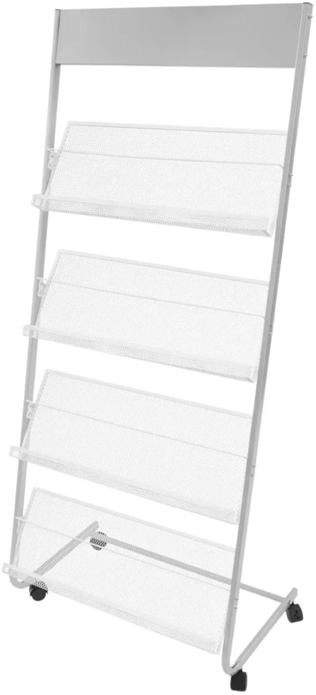 Happiq Tijdschriftenrek - Voor Kantoor of Beurs - Hoge Duurzaamheid - Metalen Literatuur Organisator - Wit