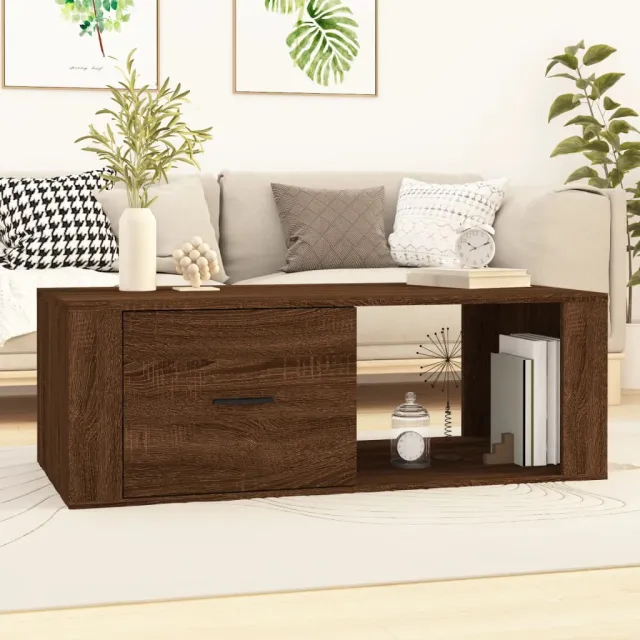 vidaXL Salontafel 100x50,5x35 cm bewerkt hout bruin eikenkleur