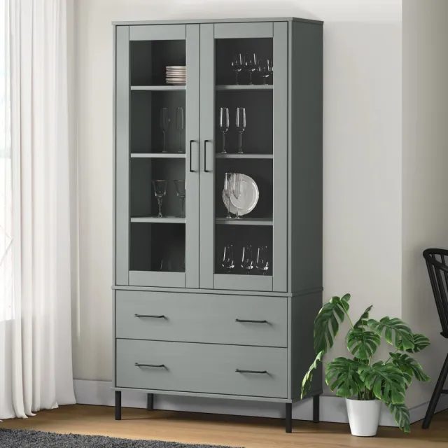 vidaXL Boekenkast met metalen poten OSLO 85x35x172,5 cm hout grijs, foto 2