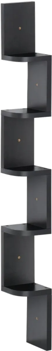 Wclavion Hoekplank‑muur‑5‑niveaus‑zigzag‑vorm‑120cm‑hout‑zwart