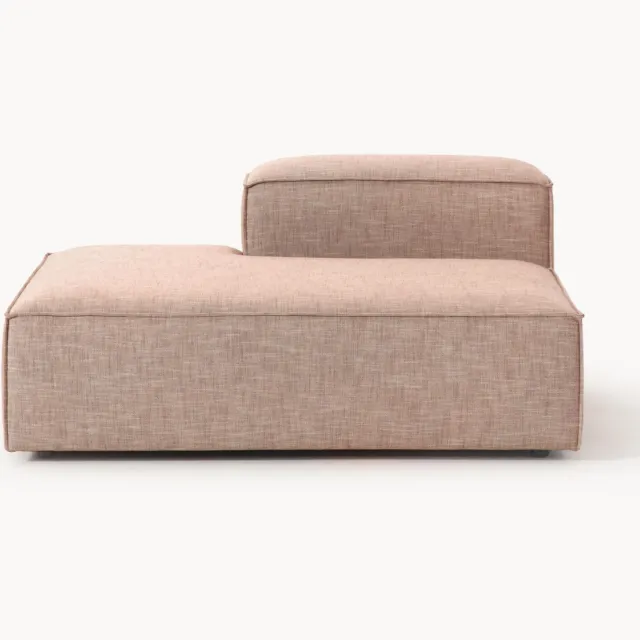 Westwing Collection Chaise longue module Lennon van linnenmix Wijnrood