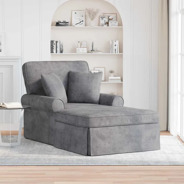 vidaXL Chaise Lounge met Rok Lichtgrijs 157 x 91 x 91 cm ARES, foto 2