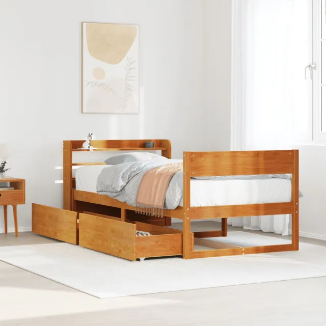 vidaXL Bedframe zonder matras massief grenenhout wasbruin 100x200 cm