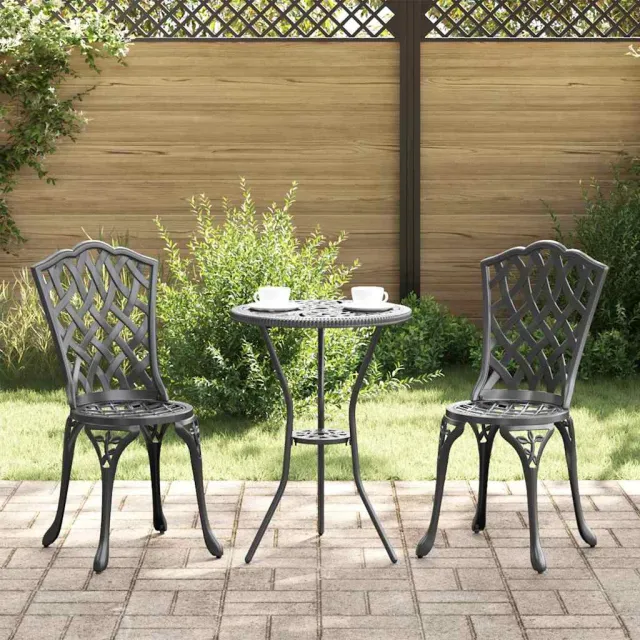 vidaXL Tuin Bistro Set 3 st Zwart Aluminium, foto 2