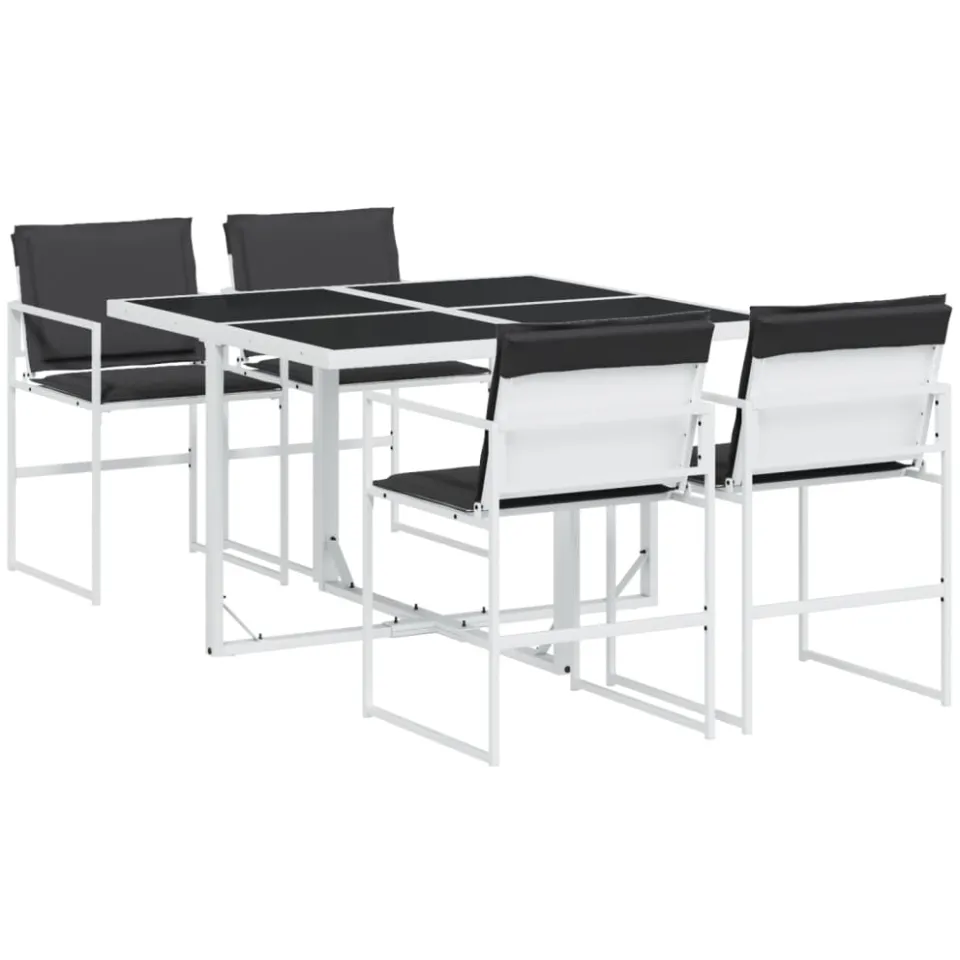 vidaXL 5-delige Tuinset met kussens textileen wit
