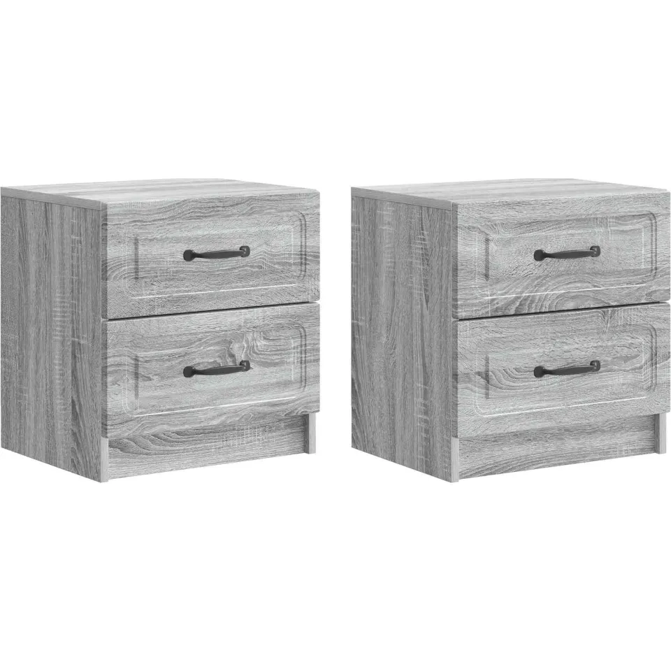 vidaXL Nachtkastje 2 st Grijs sonoma 43 x 34,5 x 44,5 cm Bewerkt hout, foto 3