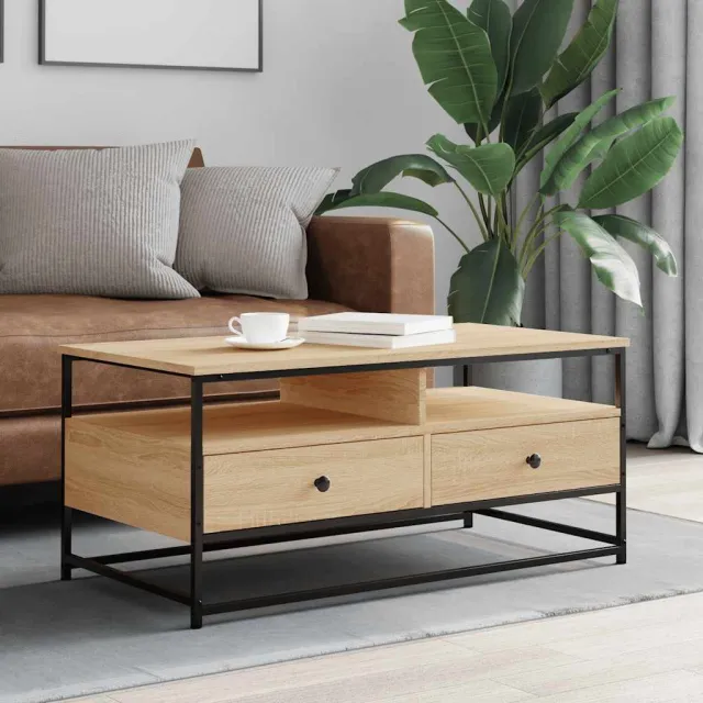 vidaXL Salontafel 100x51x45 cm bewerkt hout sonoma eikenkleurig, foto 2