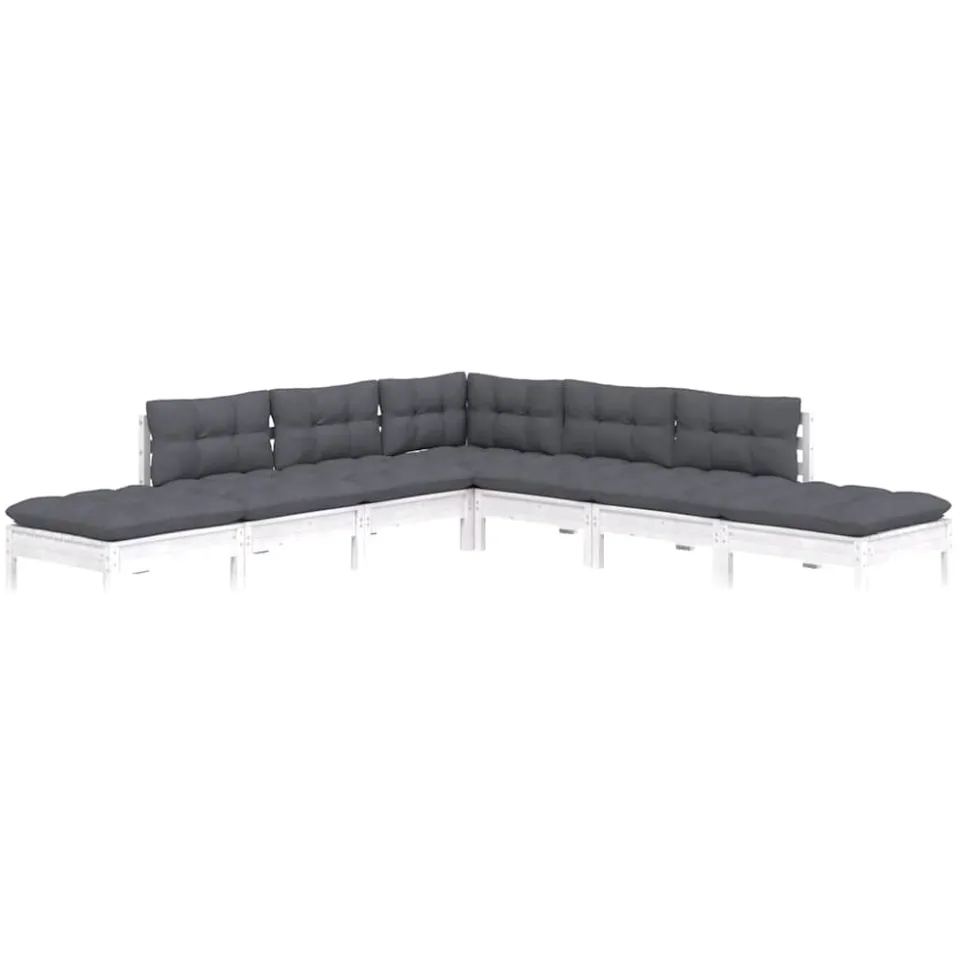 vidaXL 7-delige Loungeset met kussens grenenhout wit, foto 2