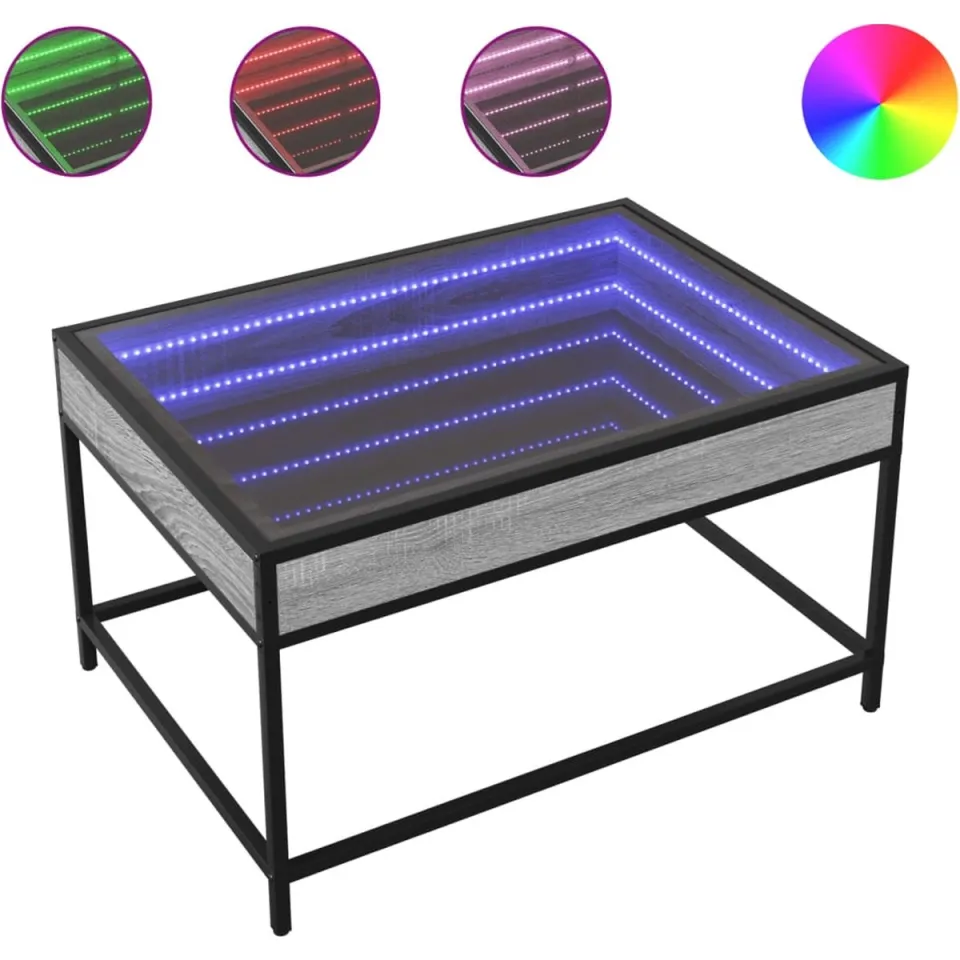 vidaXL Salontafel met Infinity LED 70x50x41 cm grijs sonoma eikenkleur, foto 3