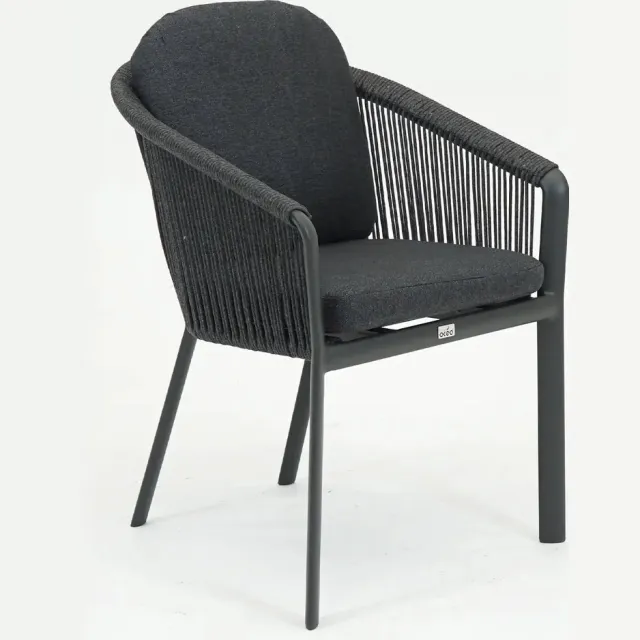 VITA Belladonne fauteuil - creme - Weersbestendig rope - Met zit en rug kussen - 2 jaar garantie - gepoedercoat aluminium - olefin kussens - optimaal zitcomfort - Tuinstoel - Dining stoel Antraciet