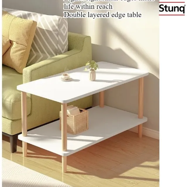 Stunq Scandinavische bijzettafel met wit blad en houten poten