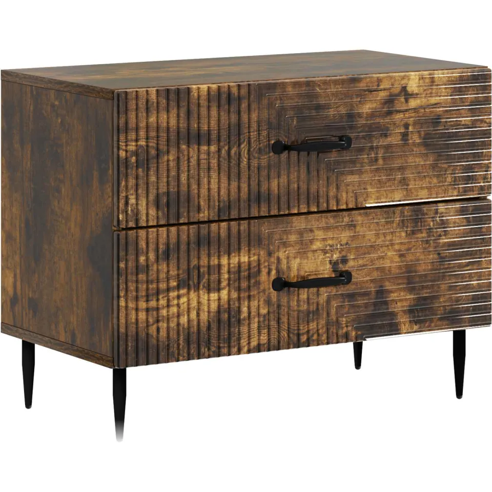 vidaXL Nachtkastje Gerookt eiken 62 x 34,5 x 47,5 cm Bewerkt hout, foto 3