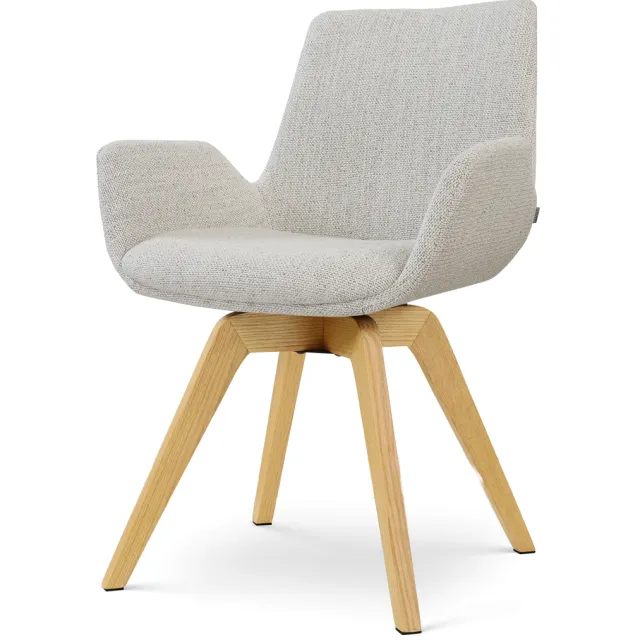 Nolon Noor-Eef draaibare eetkamerstoel beige gemêleerd - houten onderstel