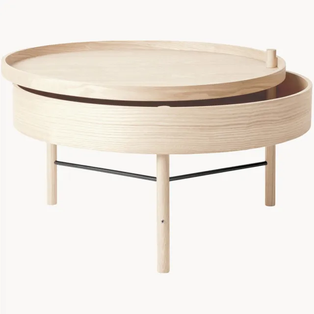 Audo Copenhagen Ronde bijzettafel Turning Table met opbergruimte Zilverkleurig