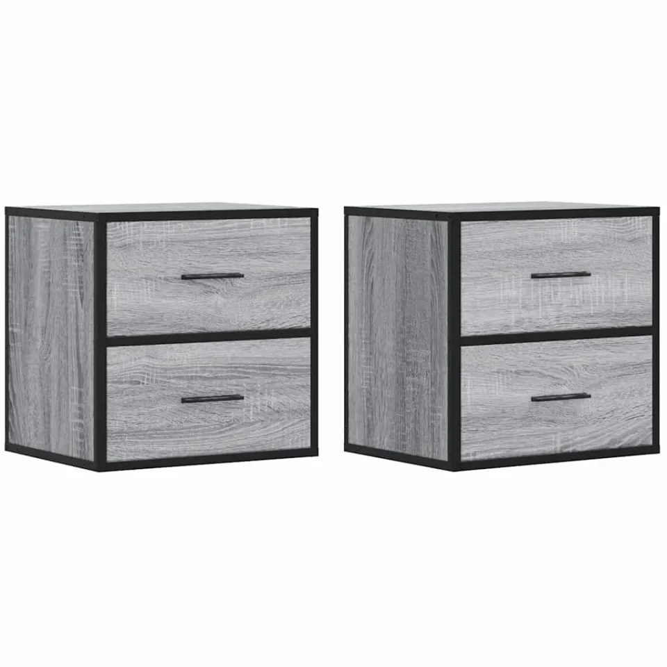 vidaXL Nachtkastjes 2st wandgemonteerd 40x31x39,5cm grijs sonoma eiken