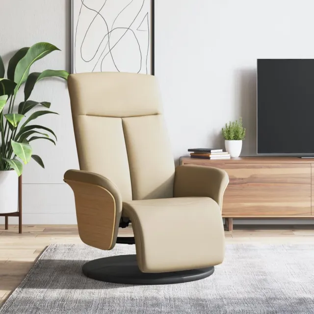 vidaXL Fauteuil verstelbaar met voetensteun stof crèmekleurig
