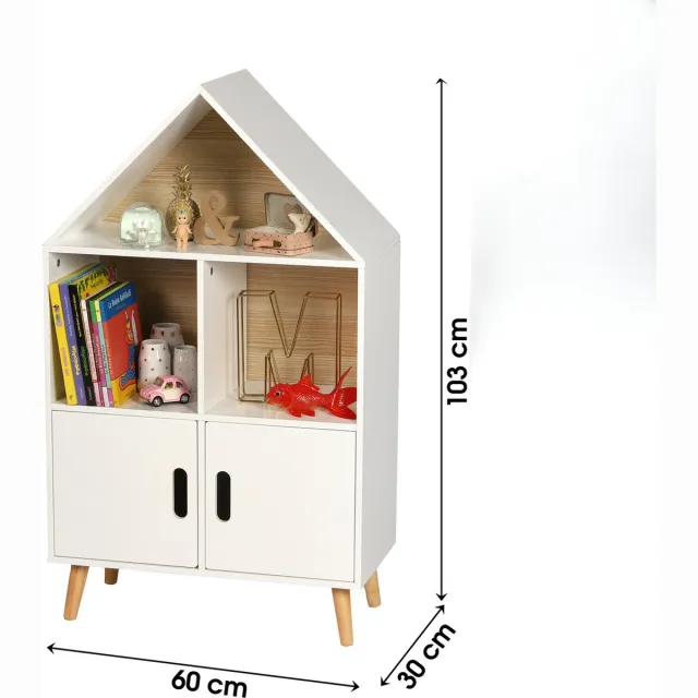 Urban Living JUDY WILD "DREAM" HUISBOEKENKAST MET 5 COMPARTIMENTEN EN 2 DEUREN 60X30XH103CM Wit