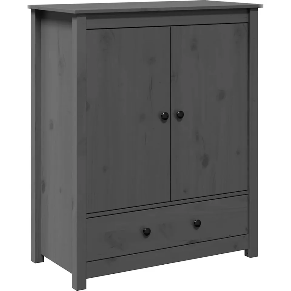 vidaXL Hoge kast 83x41,5x100 cm massief grenenhout grijs