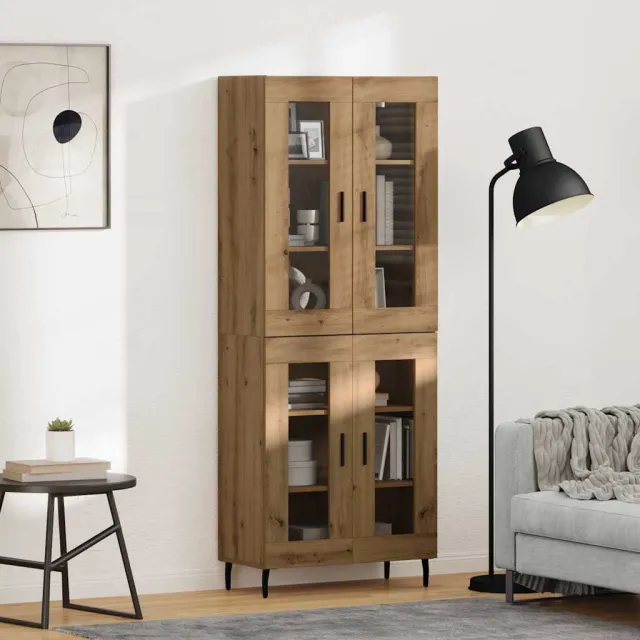 vidaXL Hoge kast 2 st Artisan Eiken 69,5 x 34 x 180 cm Bewerkt hout, foto 2