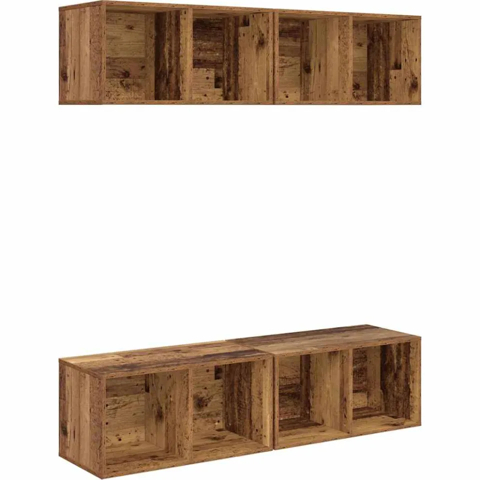 vidaXL Tv-meubelset 4 st 37 x 37 x 72 cm Oud Hout Bruin