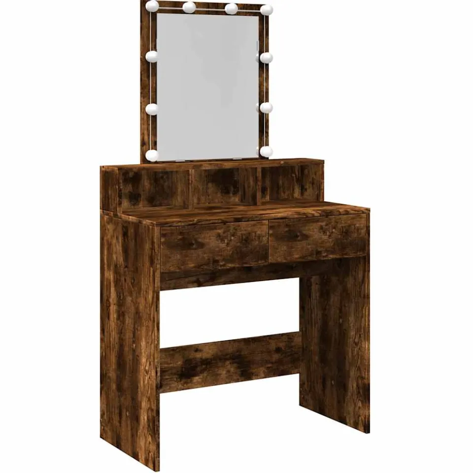 vidaXL Kaptafel met LED 80x41x144,5 cm gerookt eikenkleurig Bruin