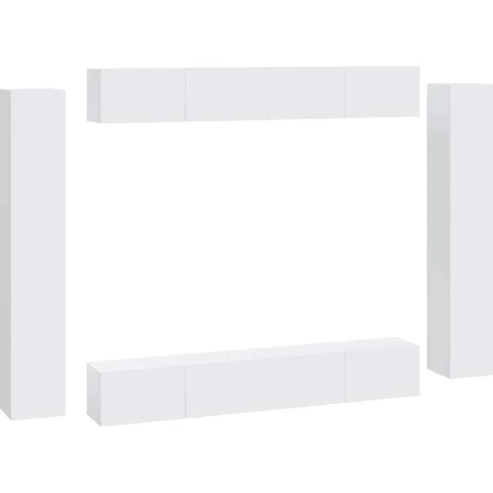 vidaXL 8-delige Tv-meubelset bewerkt hout wit, foto 3