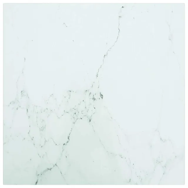 vidaXL Tafelblad 40x40 cm 6 mm gehard glas met marmeren design wit