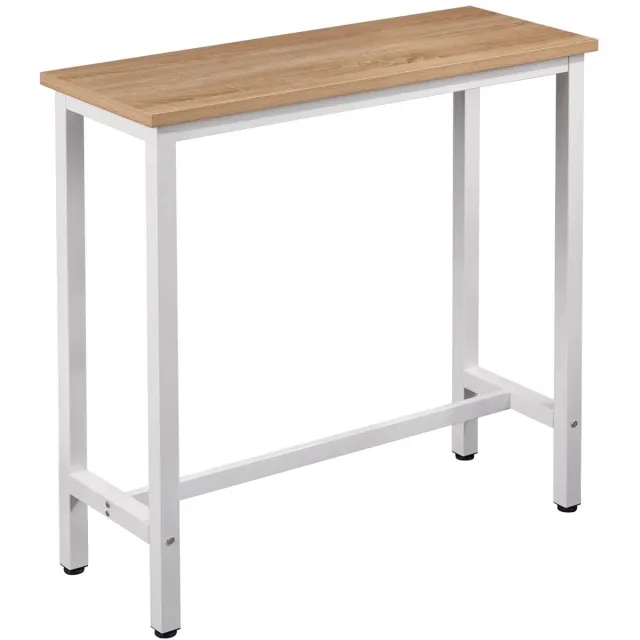 Klarven Bartafel Keuken Lichteiken - Bartafel Set - Bar Tafel - Waterbestendig en krasbestendig blad - Stabiel ijzeren frame met kruisbalk - Verstelbare antislipvoeten - Rechthoekig b40xd100xh100cm