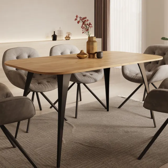 MEUBELLA Eetkamertafel Flix - Eiken - 160 cm - Uitschuifbaar Bruin