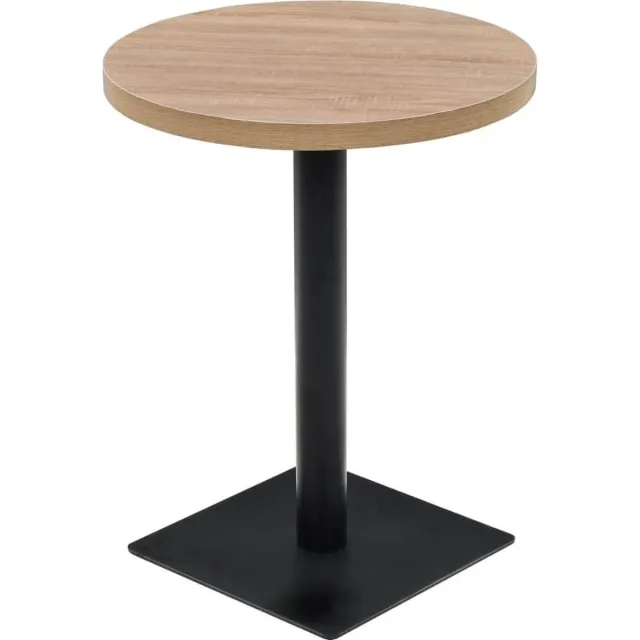 vidaXL Bistrotafel - rond - 60x75 - cm - MDF - en - staal - eikenkleur