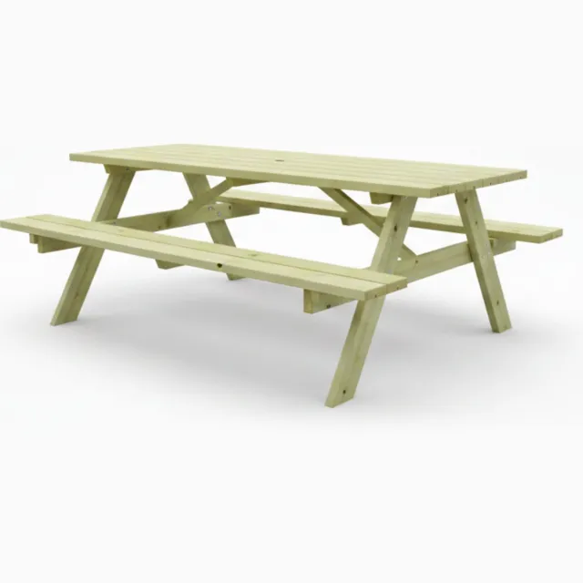 IJsseloutdoor Picknicktafel Solide | Geïmpregneerd | 180 cm | Tuintafel 6 personen | Stevige tafel | IJsseloutdoor Houtkleur