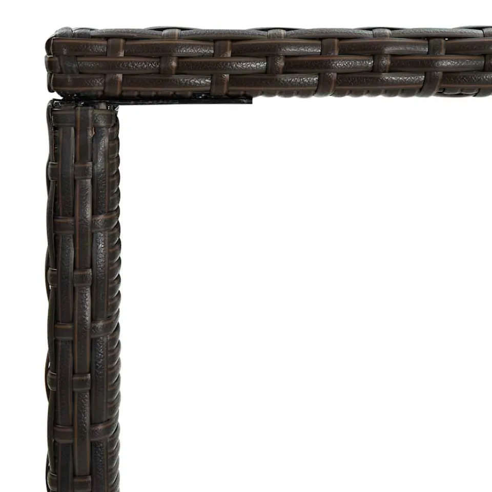 vidaXL Tuinbartafel 70x70x110 cm poly rattan en glas bruin, foto 3