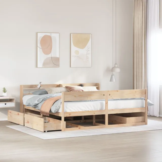 vidaXL Bedframe zonder matras massief grenenhout 200x200 cm Bruin