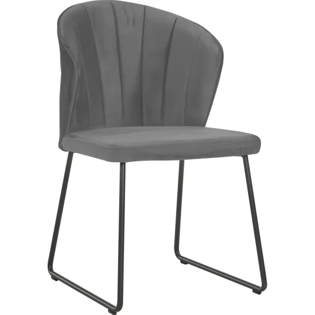 Soof & Tess Soof&Tess - Set van 6 - Amalfi U leg Eetkamerstoel - Grijs - Fluweel - Velvet - Industrieel - Met armleuning - Easy Clean Stoffen - Hoge Kwaliteit
