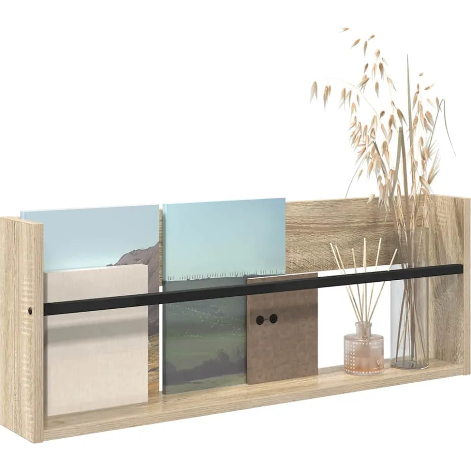vidaXL Tijdschrift Rek Sonoma Eiken 80 x 12 x 30 cm Bewerkt hout Bruin