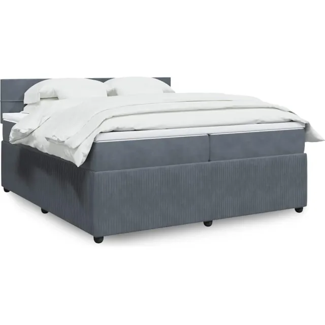 vidaXL Boxspring met matras fluweel donkergrijs 200x200 cm grijs