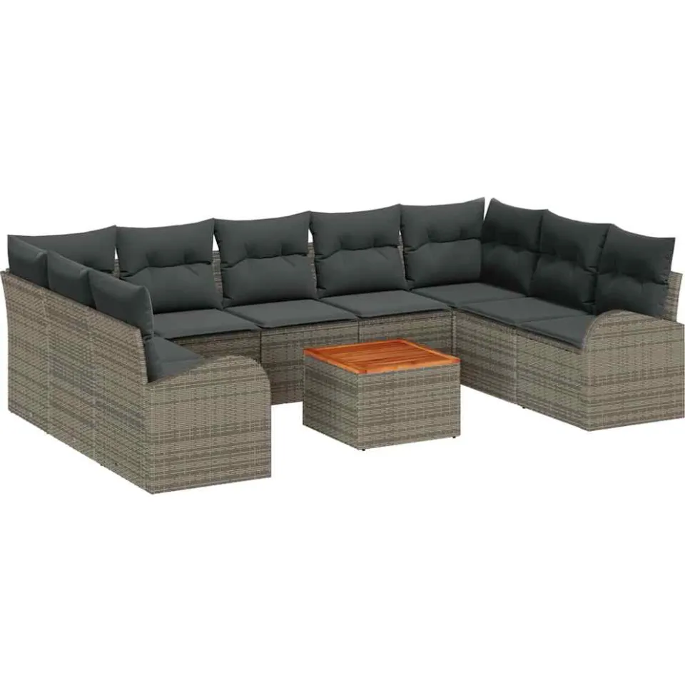 vidaXL Tuinbankenset 10 st Grijs poly rattan